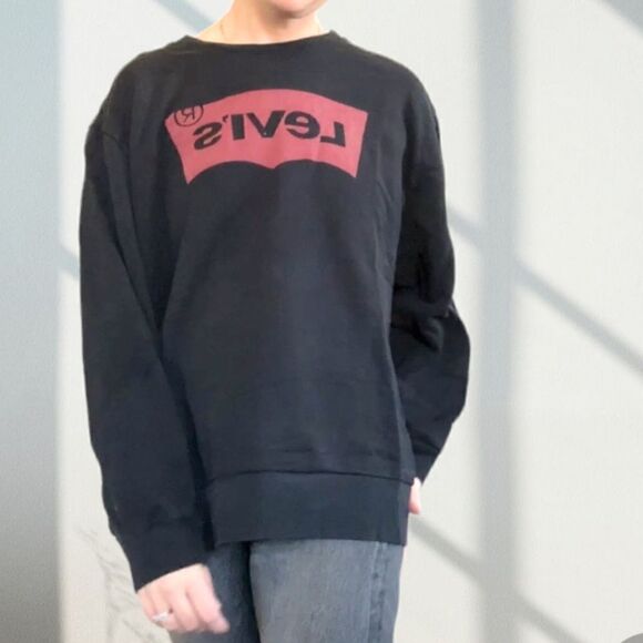 Levi's Sweatshirt Women's XXL Pullover black Long Sleeve Crew Neck - Picture 2 of 10